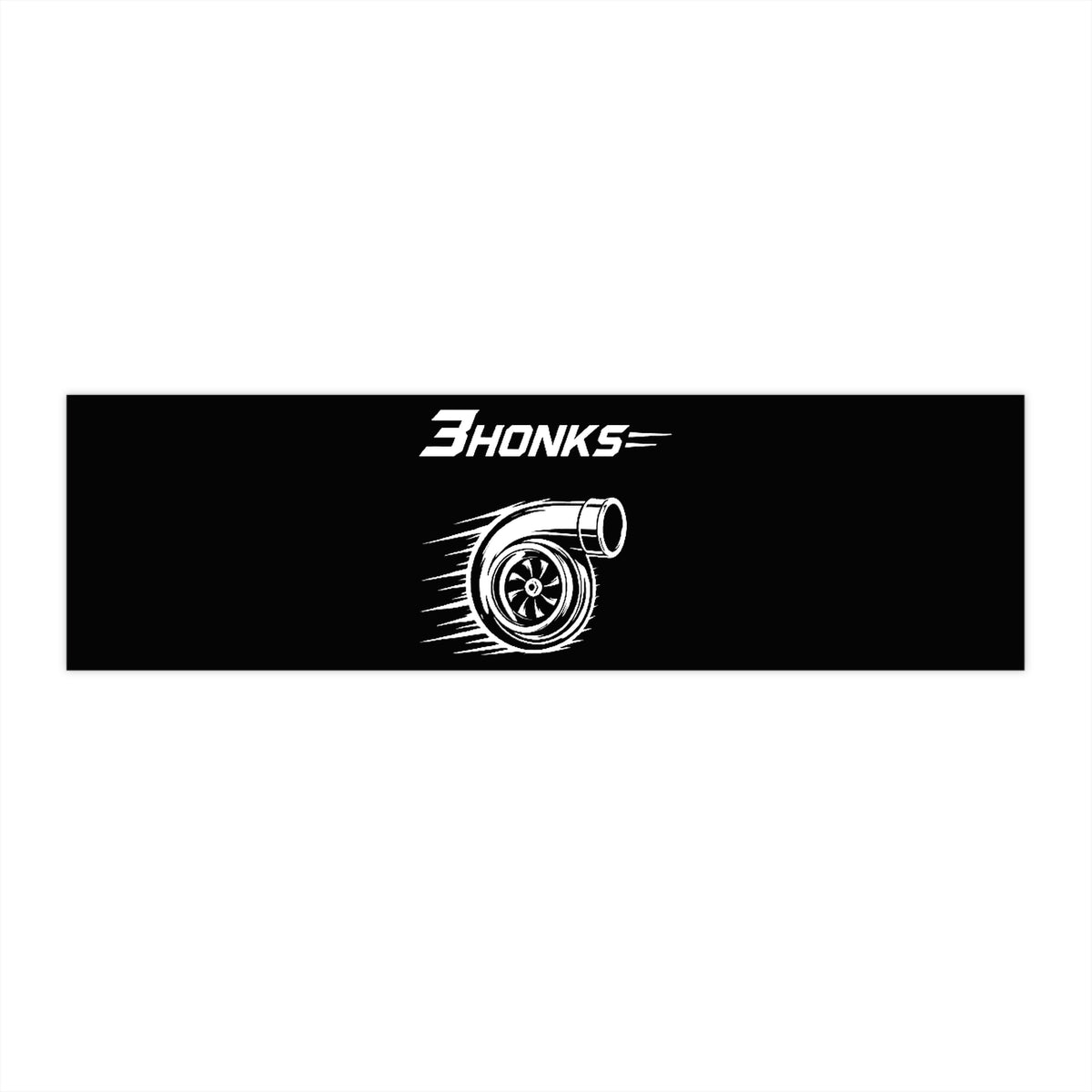 3Honks Turbo outdoor decal with a white turbocharger illustration and trackline logo on a dark background