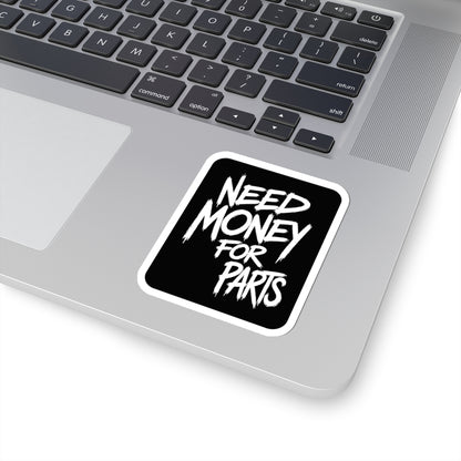 3Honks Need Money for Car Parts vinyl sticker with white NEED MONEY FOR PARTS lettering on black