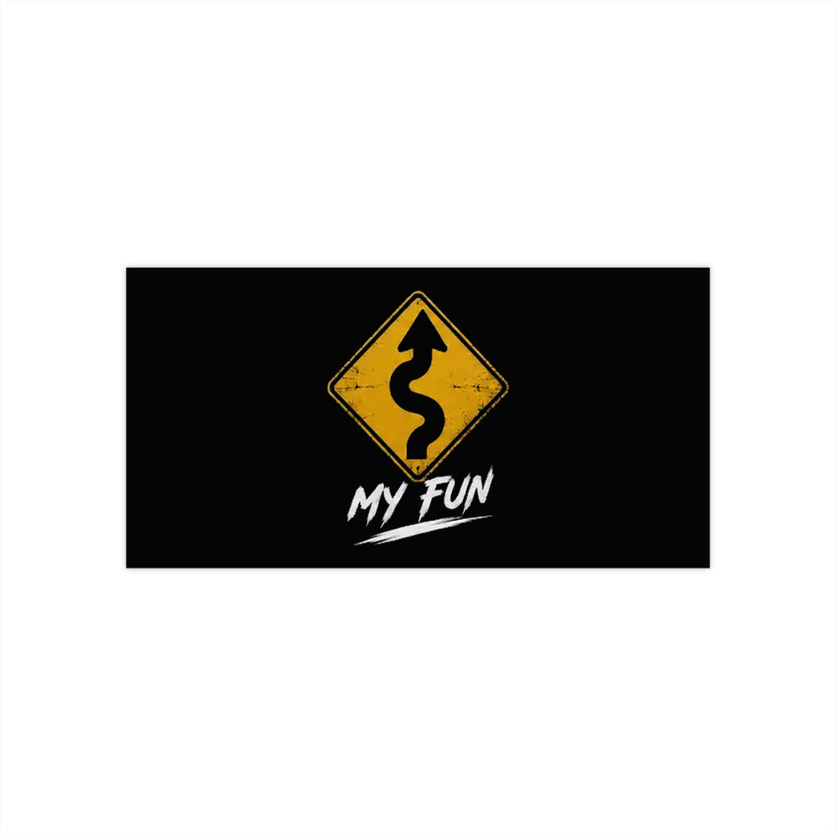 3Honks My Kind of Fun outdoor decal with a yellow winding-road sign and white MY FUN lettering on a dark background