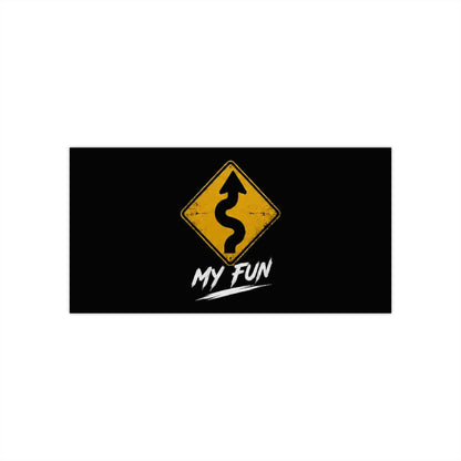 3Honks My Kind of Fun outdoor decal with a yellow winding-road sign and white MY FUN lettering on a dark background