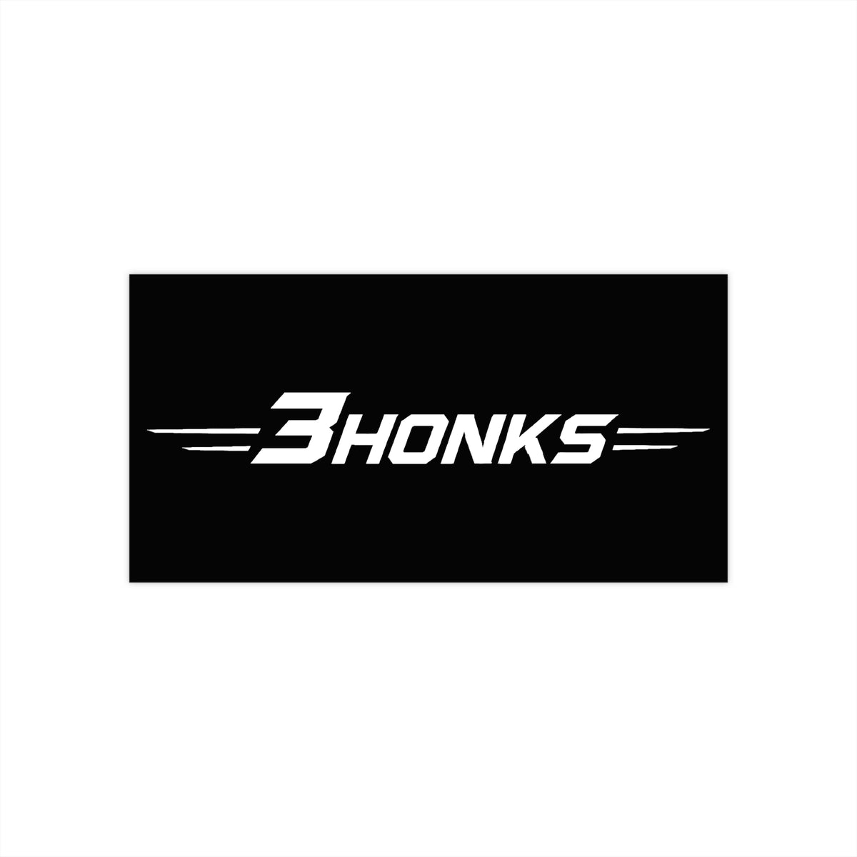 3Honks Classic outdoor decal with the white 3Honks trackline logo on black