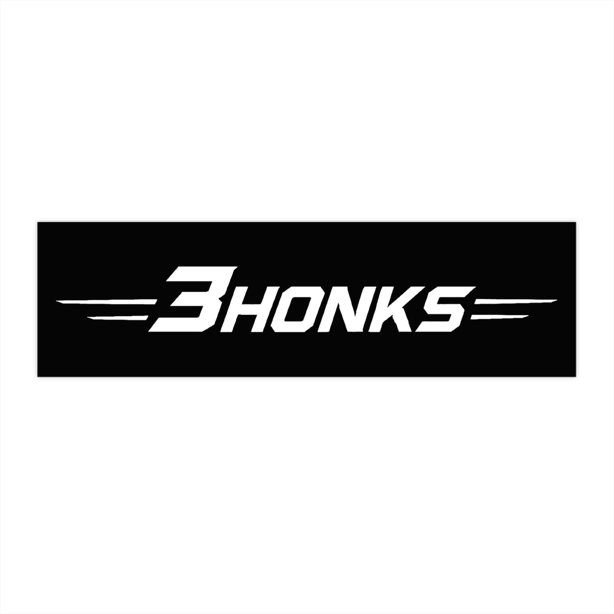 3Honks Classic outdoor decal with the white 3Honks trackline logo on black