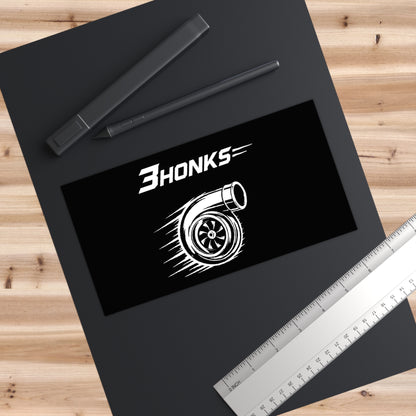 3Honks Turbo outdoor decal with a white turbocharger illustration and trackline logo on a dark background