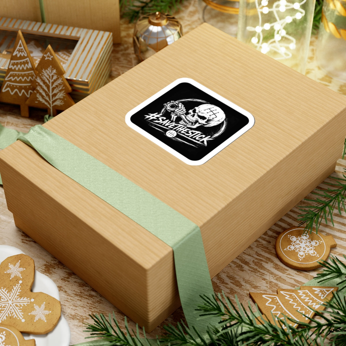 3Honks Save the Stick vinyl sticker featuring white skull-and-shifter artwork on a black background