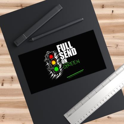 3Honks Full Send on Green outdoor decal with a traffic light and white and green lettering on a dark background