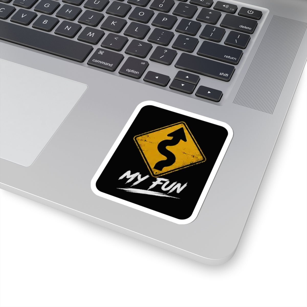 3Honks My Kind of Fun vinyl sticker with a yellow winding-road sign and white MY FUN lettering on black