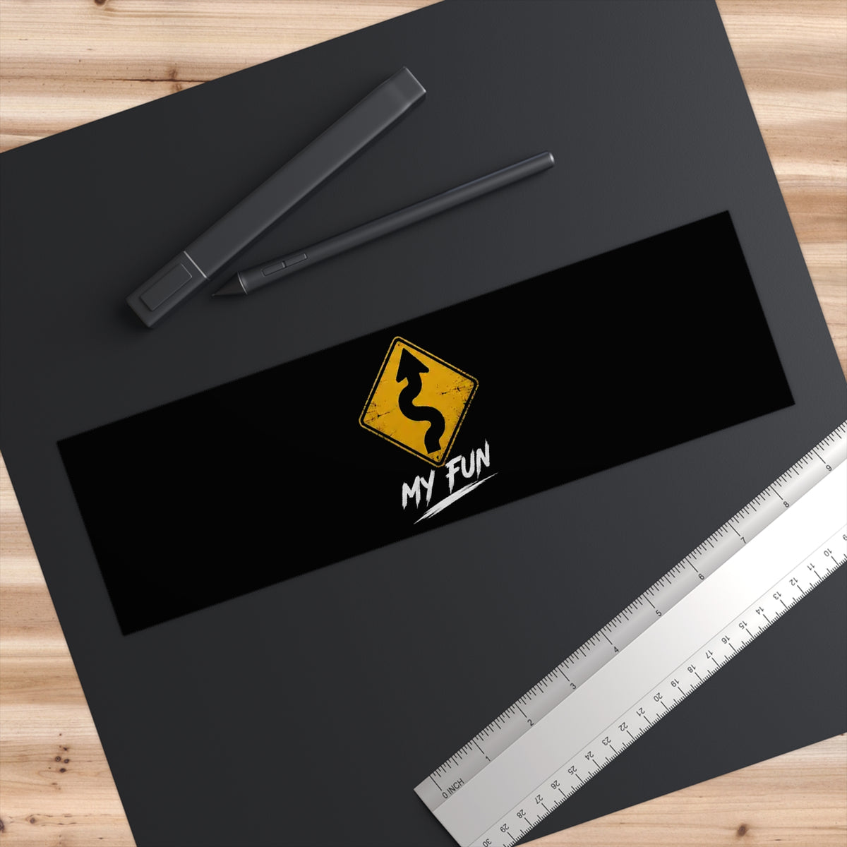 3Honks My Kind of Fun outdoor decal with a yellow winding-road sign and white MY FUN lettering on a dark background