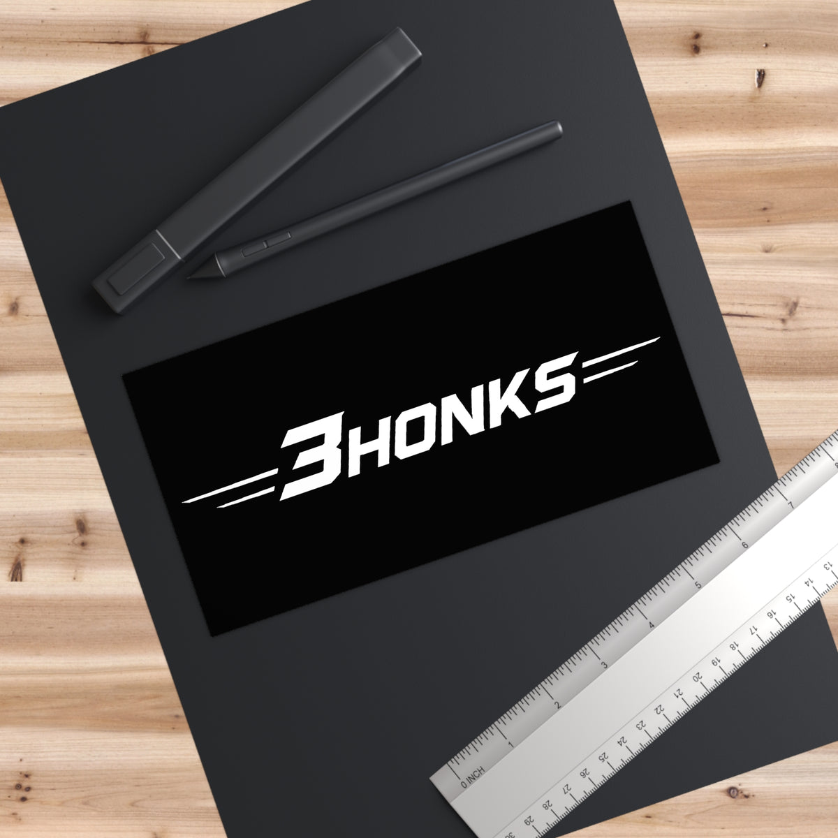 3Honks Classic outdoor decal with the white 3Honks trackline logo on black