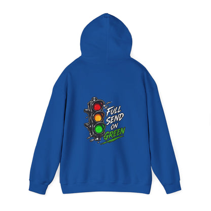 Full Send on Green Hoodie — SwiftPOD Comparison Draft