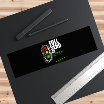 3Honks Full Send on Green outdoor decal with a traffic light and white and green lettering on a dark background