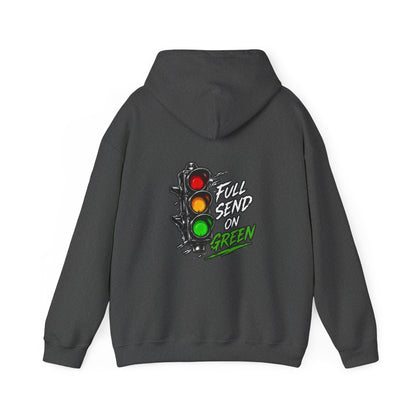 Full Send on Green Hoodie — SwiftPOD Comparison Draft