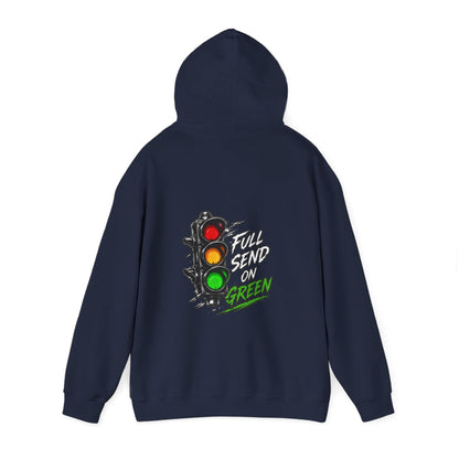 Full Send on Green Hoodie — SwiftPOD Comparison Draft