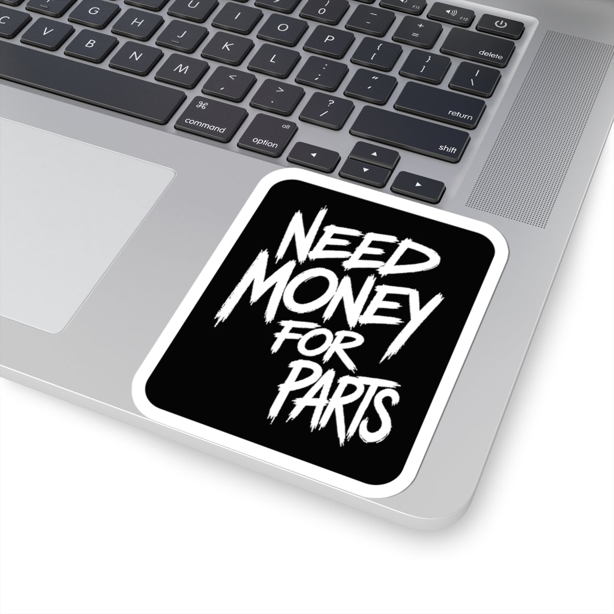 3Honks Need Money for Car Parts vinyl sticker with white NEED MONEY FOR PARTS lettering on black