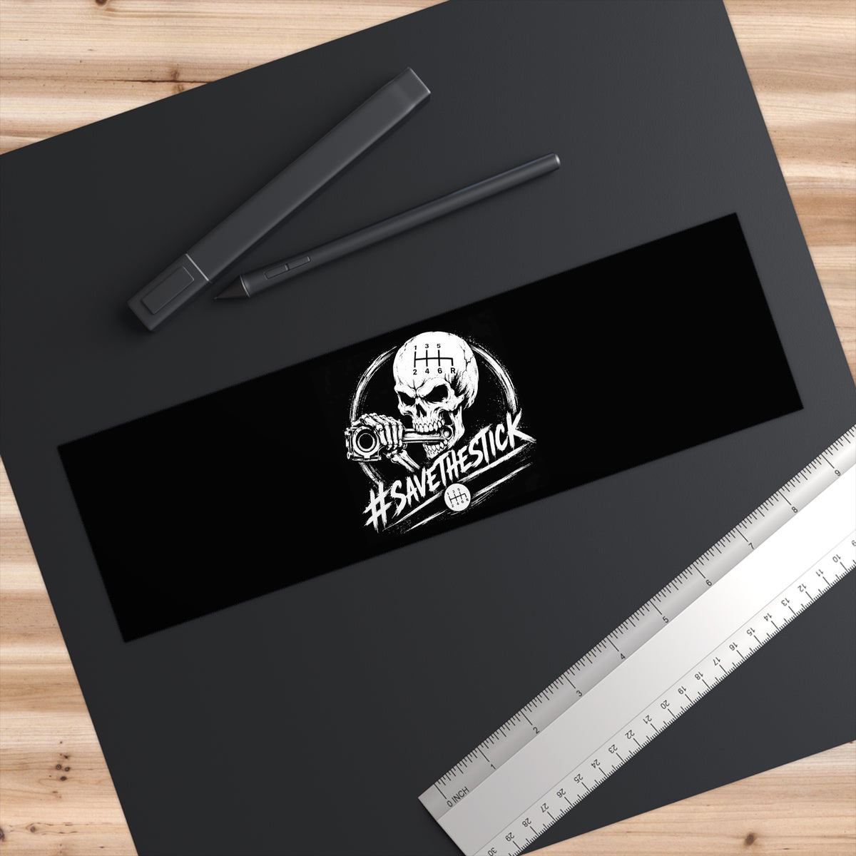 3Honks Save the Stick outdoor decal with a white skull-and-shifter graphic on a dark background