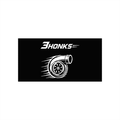 3Honks Turbo outdoor decal with a white turbocharger illustration and trackline logo on a dark background