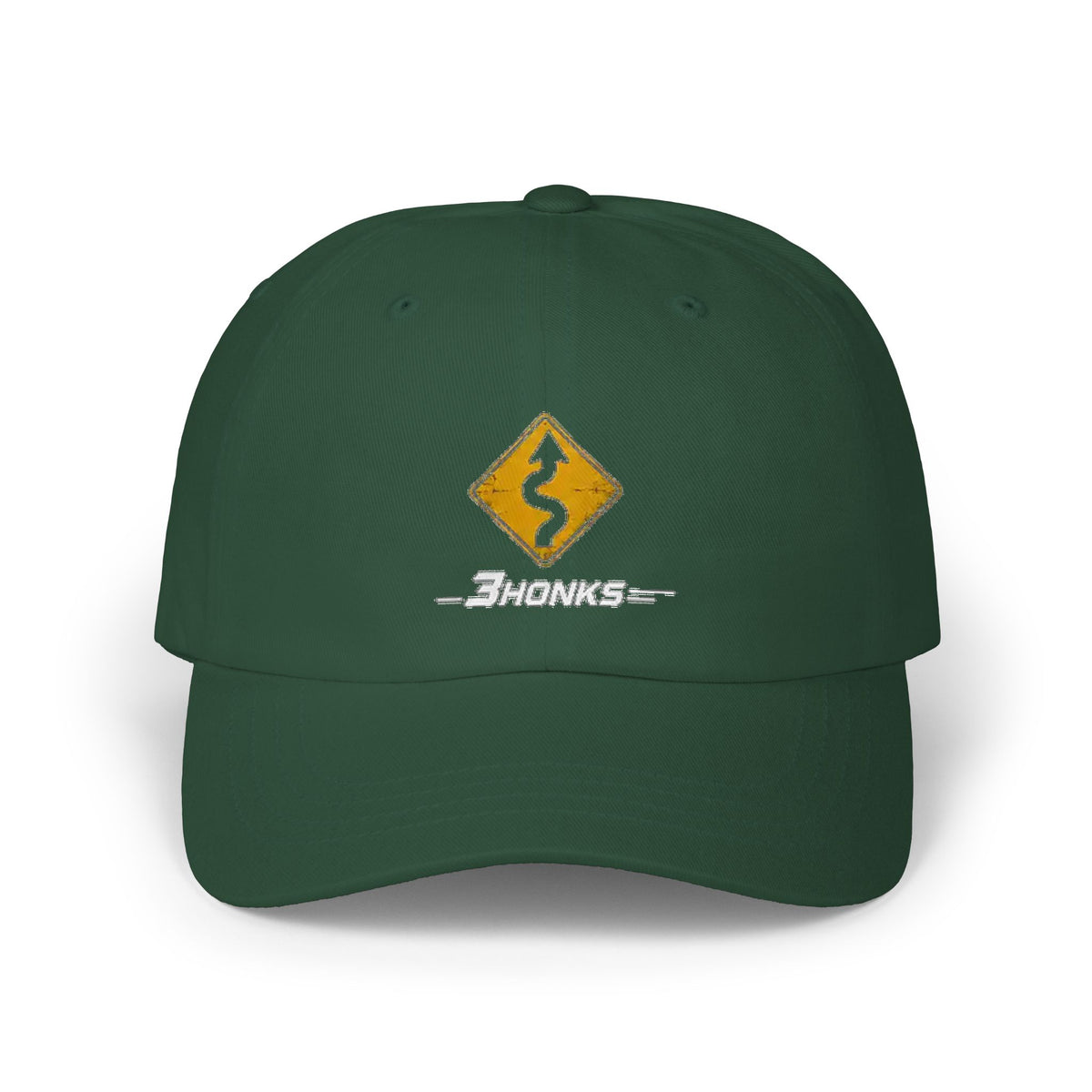 Twisty Roads Ahead Hat, Spruce cotton dad cap, front graphic