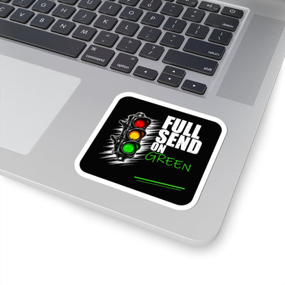 3Honks Full Send on Green vinyl sticker with a traffic light and white and green lettering on black