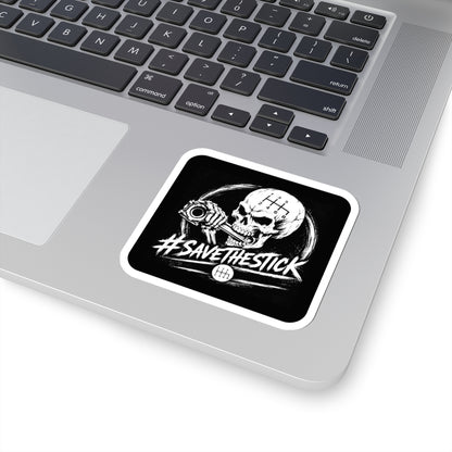 3Honks Save the Stick vinyl sticker featuring white skull-and-shifter artwork on a black background
