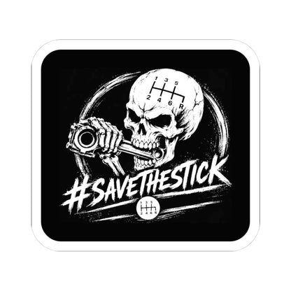 3Honks Save the Stick vinyl sticker featuring white skull-and-shifter artwork on a black background