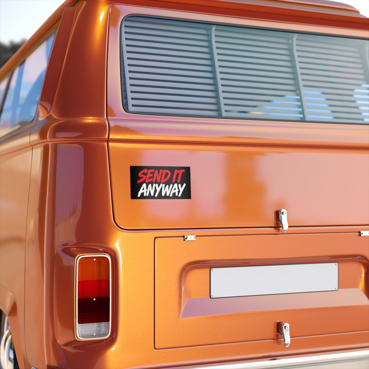 3Honks Check Engine Send It Anyway outdoor decal with red SEND IT and white ANYWAY lettering on black