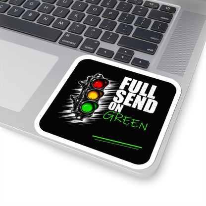 3Honks Full Send on Green vinyl sticker with a traffic light and white and green lettering on black