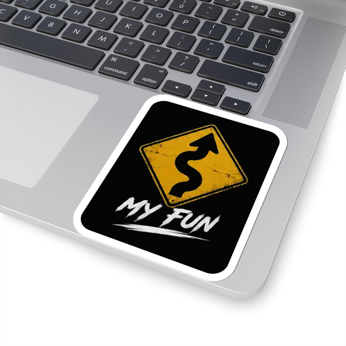 3Honks My Kind of Fun vinyl sticker with a yellow winding-road sign and white MY FUN lettering on black