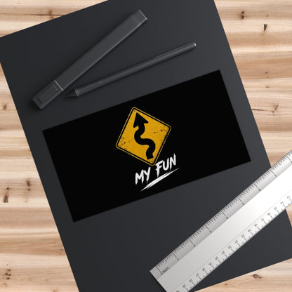 3Honks My Kind of Fun outdoor decal with a yellow winding-road sign and white MY FUN lettering on a dark background
