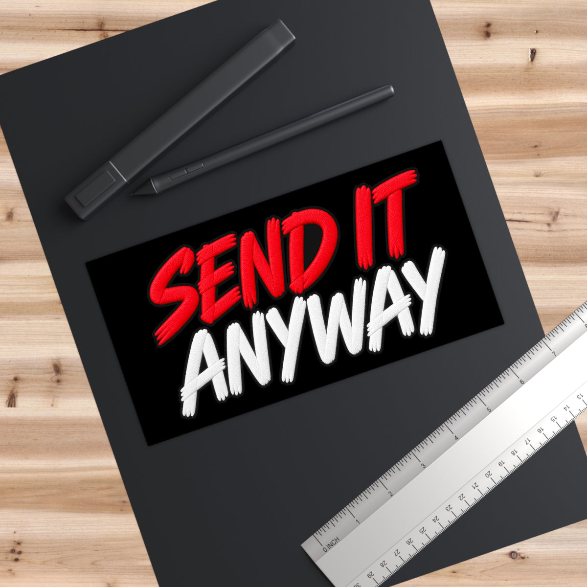 3Honks Check Engine Send It Anyway outdoor decal with red SEND IT and white ANYWAY lettering on black