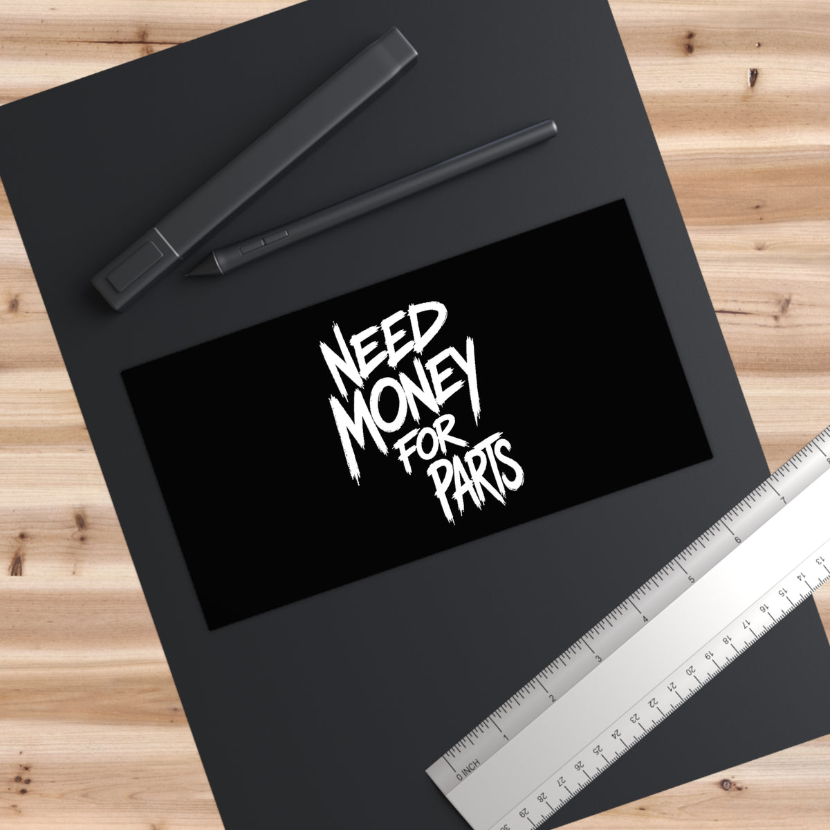 3Honks Need Money for Car Parts outdoor decal with white NEED MONEY FOR PARTS lettering on a dark background